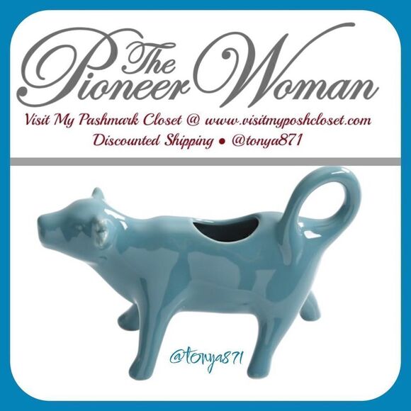 🦋 New Pioneer Woman Turquoise Cow Creamer - Picture 1 of 5